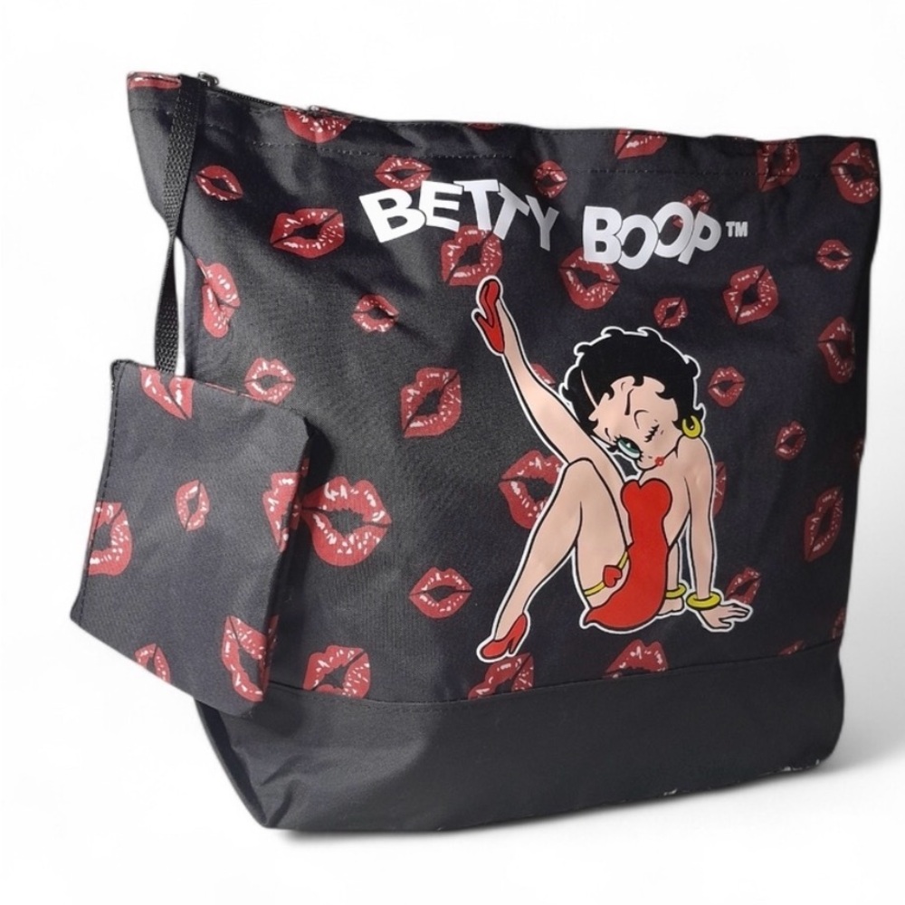 Betty Boop Black and Red Kiss Print Tote - Picture 2 of 4